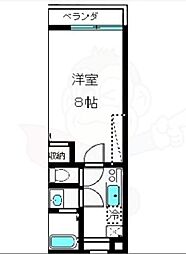 仮　フラッティ烏丸十条 4階1Kの間取り