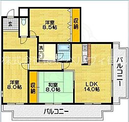 アメニティ双ヶ丘 1階3LDKの間取り