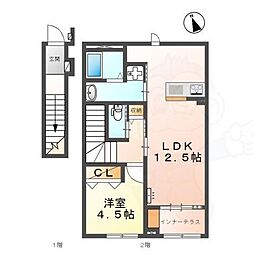 セレーネ 2階1LDKの間取り