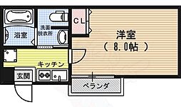 フラッティ七条大橋 3階1Kの間取り