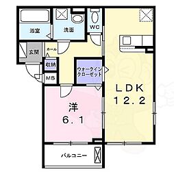 リボーン明誠 2階1LDKの間取り