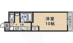 プラザ五条鴨川 3階1Kの間取り