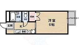 セリジエール嵐山 2階1Kの間取り