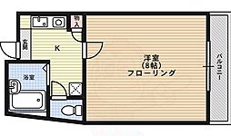パープルゲート 2階1Kの間取り