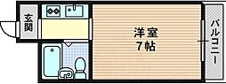 阪急京都本線 東向日駅 徒歩5分の賃貸マンション 3階ワンルームの間取り