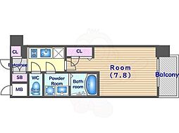 エスリード京都梅小路アヴェニテ 3階1Kの間取り