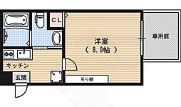 フラッティ堀川下立売 1階1Kの間取り