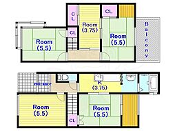 物集女町出口貸家（34-5） 1階5Kの間取り