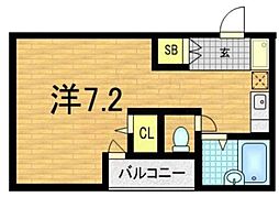 サンジュネス五条 5階ワンルームの間取り