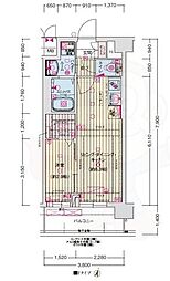 ソルテラス京都JUJO薫 4階1LDKの間取り