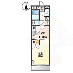阪急京都本線 西山天王山駅 徒歩10分の賃貸マンション 1階1DKの間取り