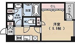 グラマシー京都 11階1Kの間取り