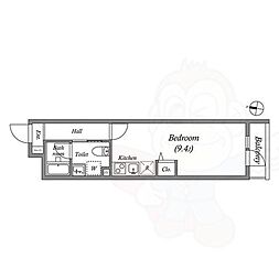 THE GARNET SUITE RESIDENCE 西大路 4階ワンルームの間取り
