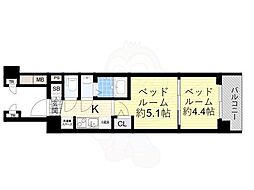 京都市上京区革堂前之町マンション 2Kの間取図画像