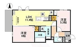 D-ROOM壬生森町 1階2LDKの間取り