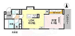 D-ROOM壬生森町 3階1LDKの間取り