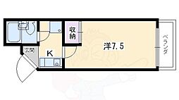ビバ丸太町 2階1Kの間取り