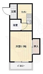 京阪本線 藤森駅 徒歩7分の賃貸マンション 3階1Kの間取り