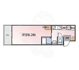サンセール紫野 3階1Kの間取り