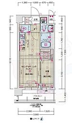 ソルテラス京都JUJO華 5階1LDKの間取り
