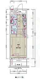 ソルテラス京都JUJO華 2階1Kの間取り