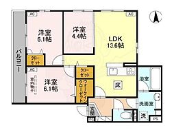 エンラージ西院 1階3LDKの間取り