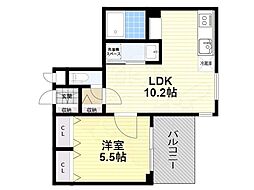 ヴァンベール御苑前 3階1LDKの間取り