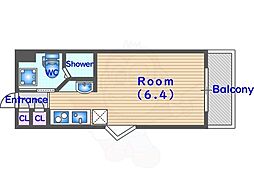 デトムワン衣笠 4階1Kの間取り