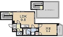 プラネシア星の子京都御所 7階1LDKの間取り