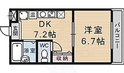 近鉄京都線 伏見駅 徒歩5分の賃貸マンション 1階1DKの間取り