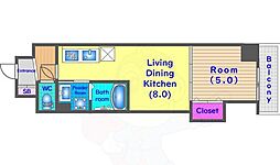 クローバー・レジデンス京都西大路 4階1LDKの間取り