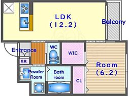 ロータス京都西大路 3階1LDKの間取り