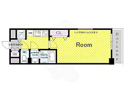 Luxe京都西大路 7階1Kの間取り