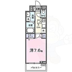 オーサム　ヴィレッジ　京都桂 3階1Kの間取り