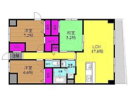 京都六三館 3階3LDKの間取り