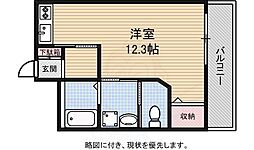 シャルール・デュ・ボワ二条 3階ワンルームの間取り