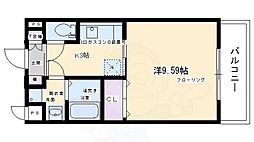 ルピナス紫明 3階1Kの間取り
