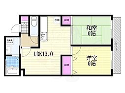 タワー御池 2LDKの間取図画像