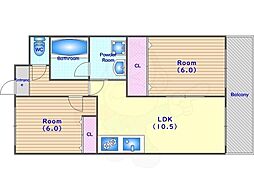 ヴェルドミール桂坂 2LDKの間取図画像