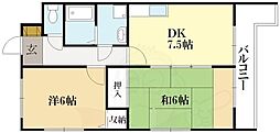 レスト蟹ヶ坂 3LDKの間取図画像