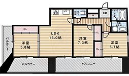 グラシオン西陣 3LDKの間取図画像