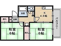 セジュールマミA 2DKの間取図画像