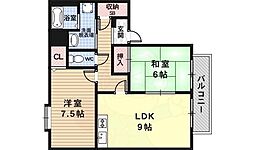 コンフォール鳴滝 2LDKの間取図画像
