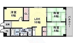 シルバーシャトー太秦 3LDKの間取図画像