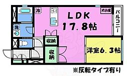ヴィラスタジオーネ御所南 1LDKの間取図画像