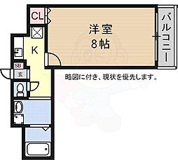 カーサ・ヴェルデ高辻 1Kの間取図画像