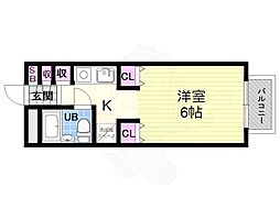 アイリス衣笠 1Kの間取図画像