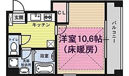 オルテンシア 1Kの間取図画像