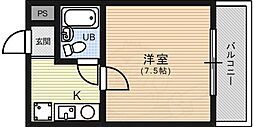 グラン・ビュー下長者 ワンルームの間取図画像