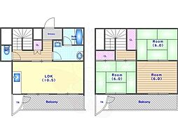 常盤マンション 3LDKの間取図画像